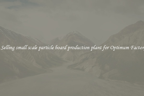 Most Selling small scale particle board production plant for Optimum Factory Use