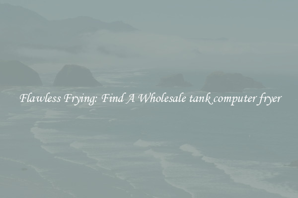 Flawless Frying: Find A Wholesale tank computer fryer